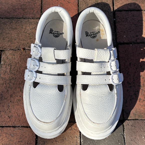 Dr. Martens Freya Triple Strap Mary Jane Shoe in White - Picture 2 of 9